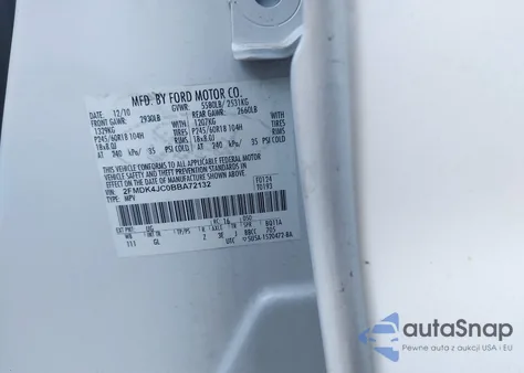 2011 Ford Edge Sel z USA, uszkodzony, nr VIN 2FMDK4JC0BBA72132